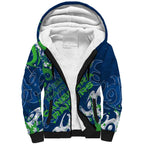 Personalized Canberra Raiders Rugby Sherpa Hoodie Urban Street Graffiti Style - Distressed Splatter Elements