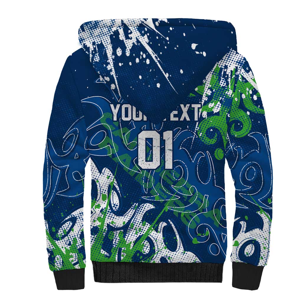 Personalized Canberra Raiders Rugby Sherpa Hoodie Urban Street Graffiti Style - Distressed Splatter Elements