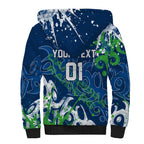 Personalized Canberra Raiders Rugby Sherpa Hoodie Urban Street Graffiti Style - Distressed Splatter Elements