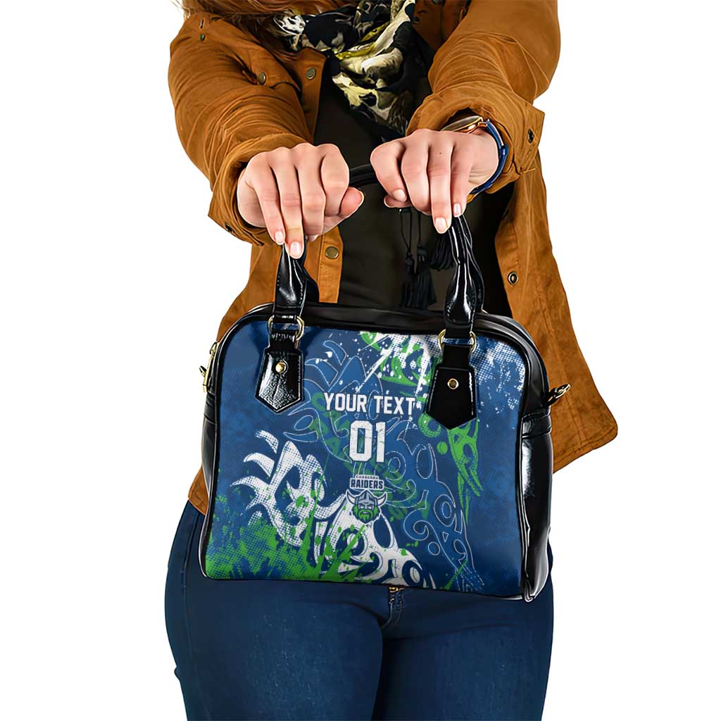Personalized Canberra Raiders Rugby Shoulder Handbag Urban Street Graffiti Style - Distressed Splatter Elements