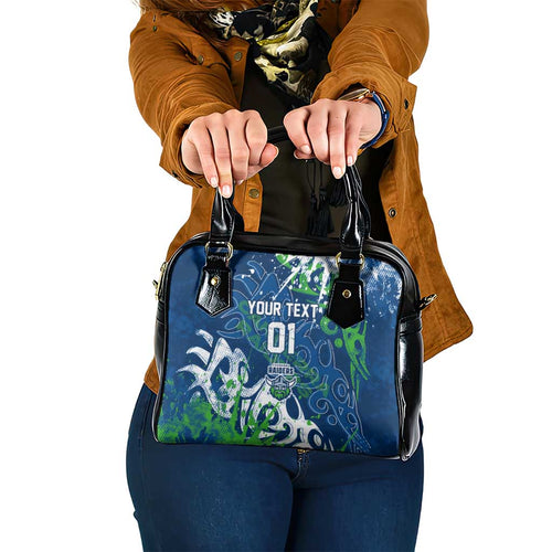 Personalized Canberra Raiders Rugby Shoulder Handbag Urban Street Graffiti Style - Distressed Splatter Elements