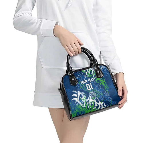 Personalized Canberra Raiders Rugby Shoulder Handbag Urban Street Graffiti Style - Distressed Splatter Elements