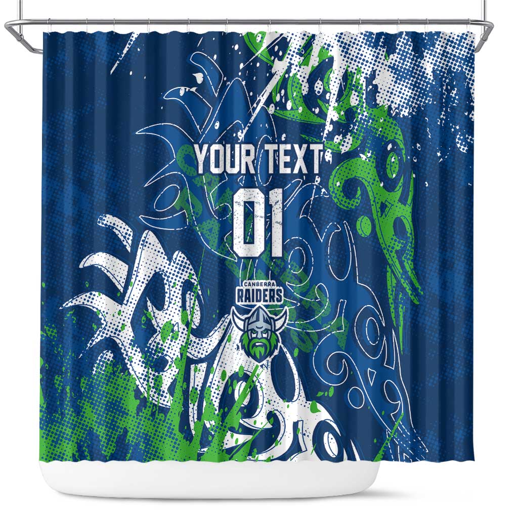 Personalized Canberra Raiders Rugby Shower Curtain Urban Street Graffiti Style - Distressed Splatter Elements