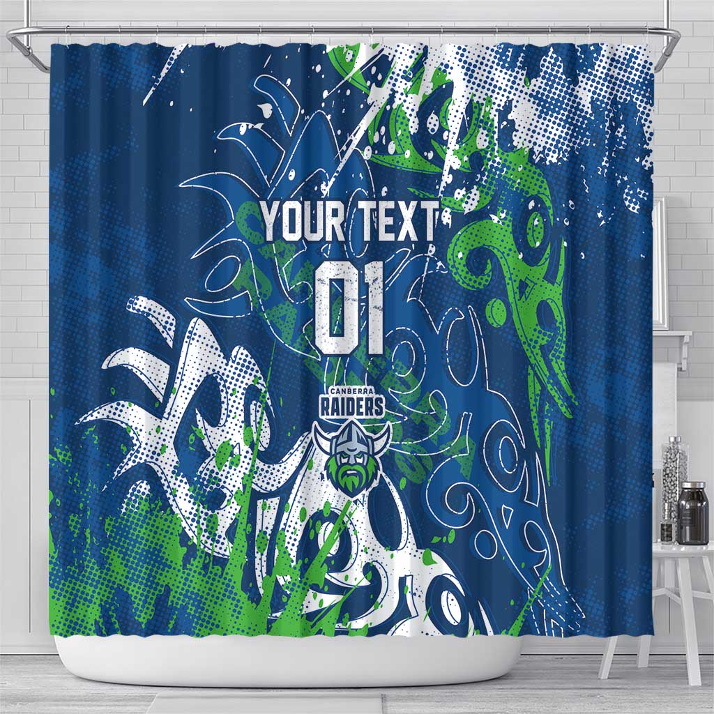 Personalized Canberra Raiders Rugby Shower Curtain Urban Street Graffiti Style - Distressed Splatter Elements