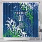 Personalized Canberra Raiders Rugby Shower Curtain Urban Street Graffiti Style - Distressed Splatter Elements