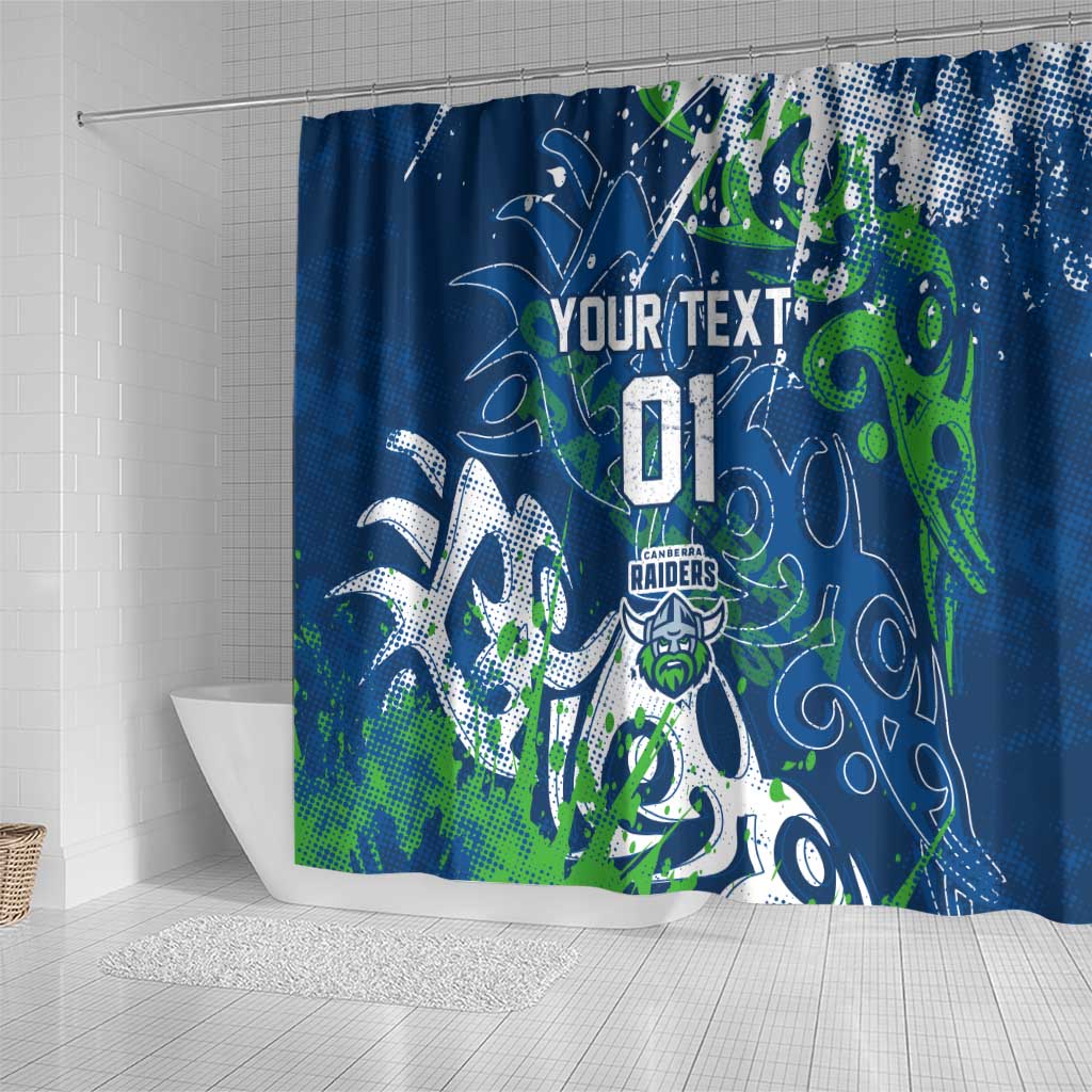 Personalized Canberra Raiders Rugby Shower Curtain Urban Street Graffiti Style - Distressed Splatter Elements