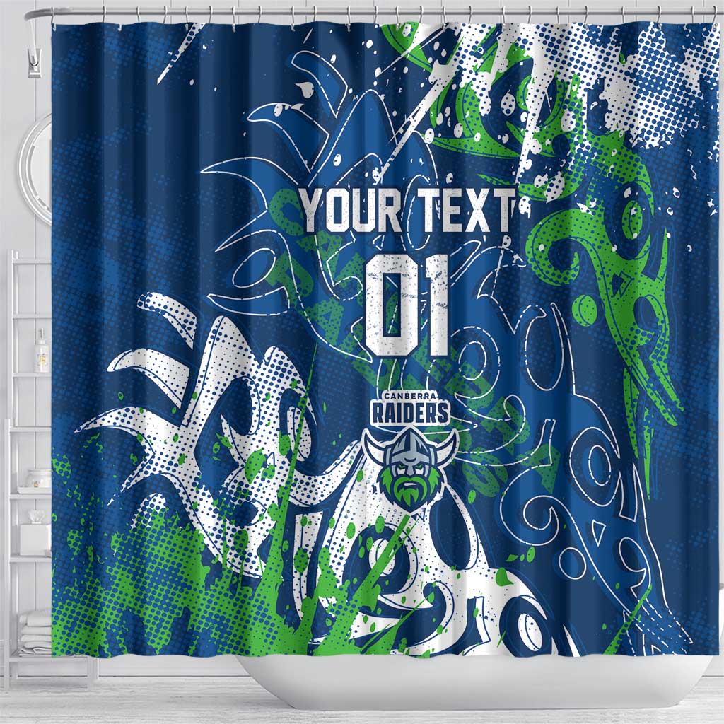 Personalized Canberra Raiders Rugby Shower Curtain Urban Street Graffiti Style - Distressed Splatter Elements