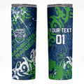 Personalized Canberra Raiders Rugby Skinny Tumbler Urban Street Graffiti Style - Distressed Splatter Elements