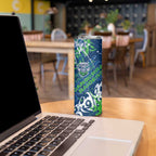 Personalized Canberra Raiders Rugby Skinny Tumbler Urban Street Graffiti Style - Distressed Splatter Elements
