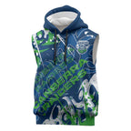 Personalized Canberra Raiders Rugby Sleeveless Hoodie Urban Street Graffiti Style - Distressed Splatter Elements