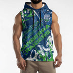 Personalized Canberra Raiders Rugby Sleeveless Hoodie Urban Street Graffiti Style - Distressed Splatter Elements