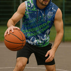 Personalized Canberra Raiders Rugby Sleeveless Hoodie Urban Street Graffiti Style - Distressed Splatter Elements