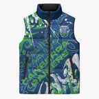 Personalized Canberra Raiders Rugby Sleeveless Puffer Jacket Urban Street Graffiti Style - Distressed Splatter Elements