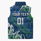Personalized Canberra Raiders Rugby Sleeveless Puffer Jacket Urban Street Graffiti Style - Distressed Splatter Elements