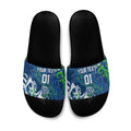 Personalized Canberra Raiders Rugby Slide Sandals Urban Street Graffiti Style - Distressed Splatter Elements