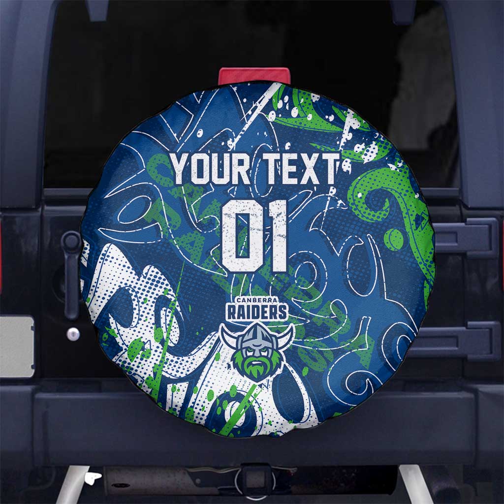 Personalized Canberra Raiders Rugby Spare Tire Cover Urban Street Graffiti Style - Distressed Splatter Elements