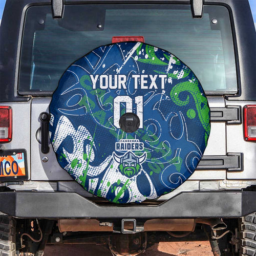 Personalized Canberra Raiders Rugby Spare Tire Cover Urban Street Graffiti Style - Distressed Splatter Elements