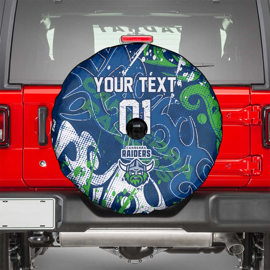 Personalized Canberra Raiders Rugby Spare Tire Cover Urban Street Graffiti Style - Distressed Splatter Elements