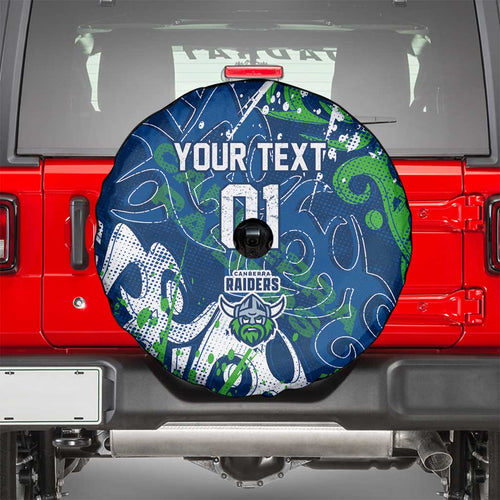 Personalized Canberra Raiders Rugby Spare Tire Cover Urban Street Graffiti Style - Distressed Splatter Elements