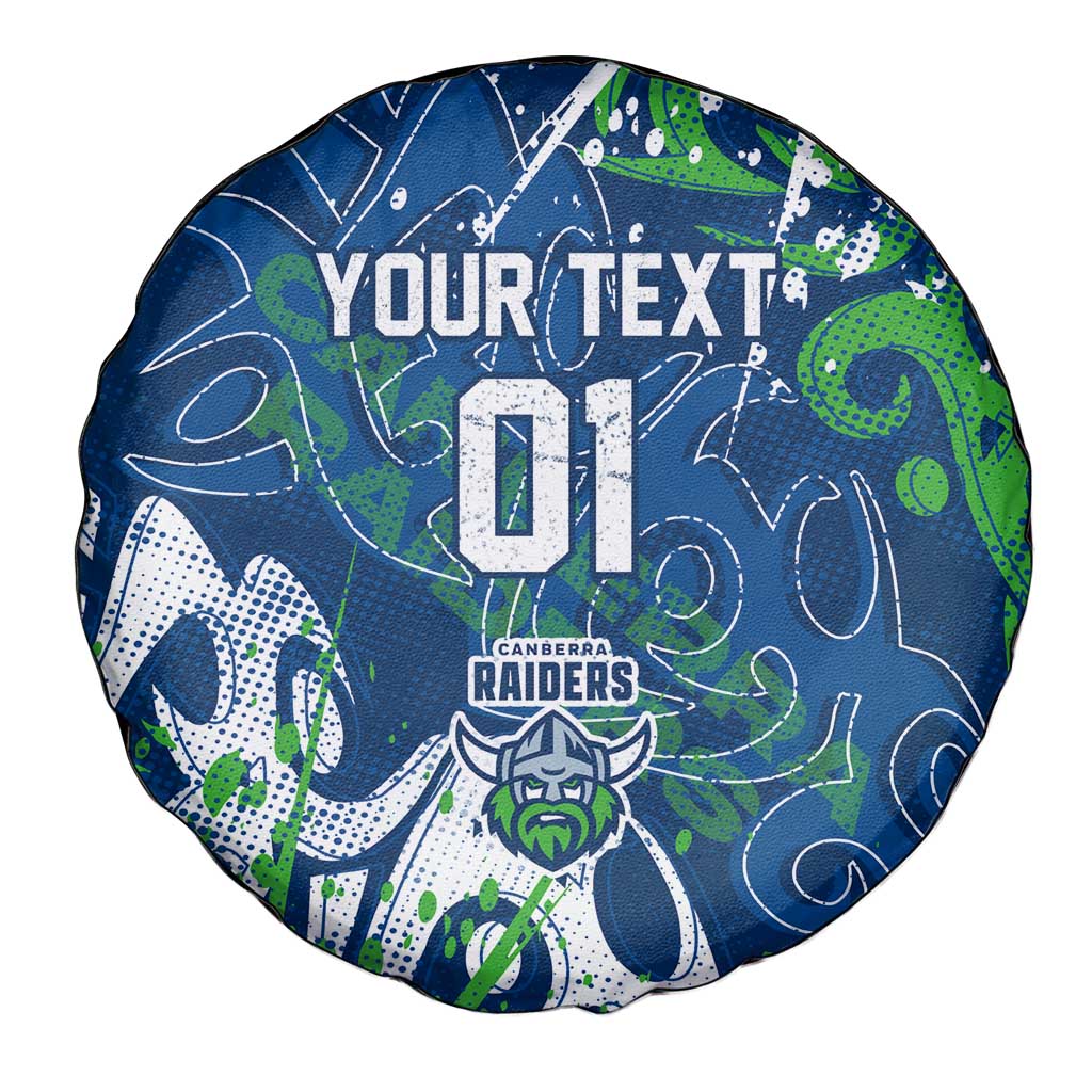 Personalized Canberra Raiders Rugby Spare Tire Cover Urban Street Graffiti Style - Distressed Splatter Elements