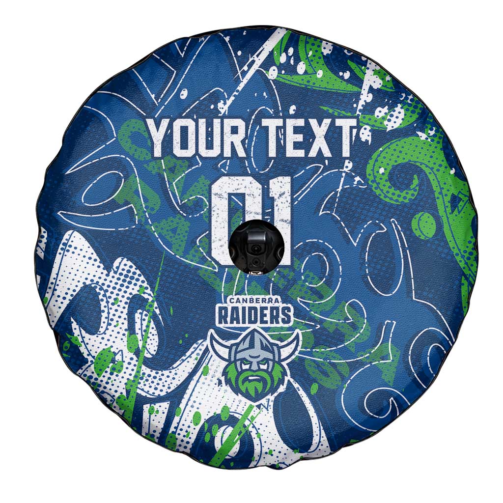Personalized Canberra Raiders Rugby Spare Tire Cover Urban Street Graffiti Style - Distressed Splatter Elements