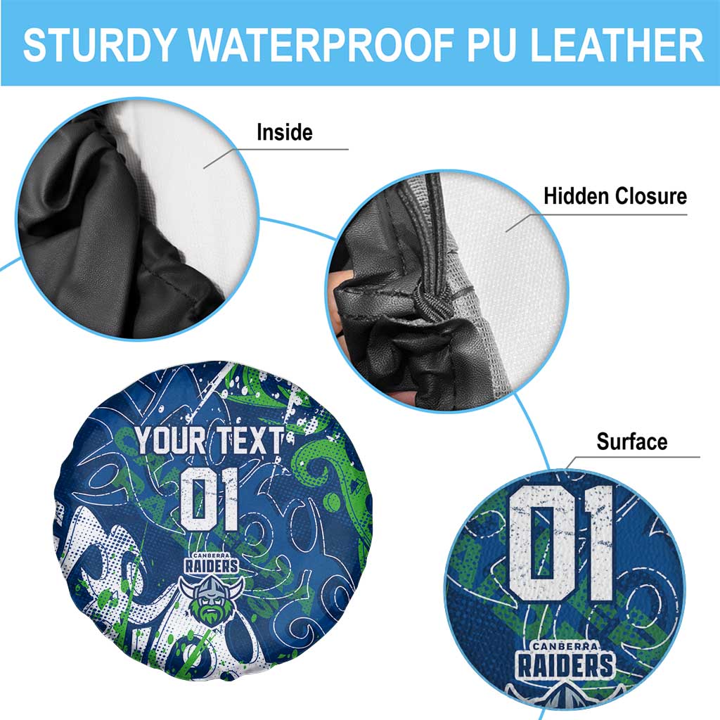Personalized Canberra Raiders Rugby Spare Tire Cover Urban Street Graffiti Style - Distressed Splatter Elements