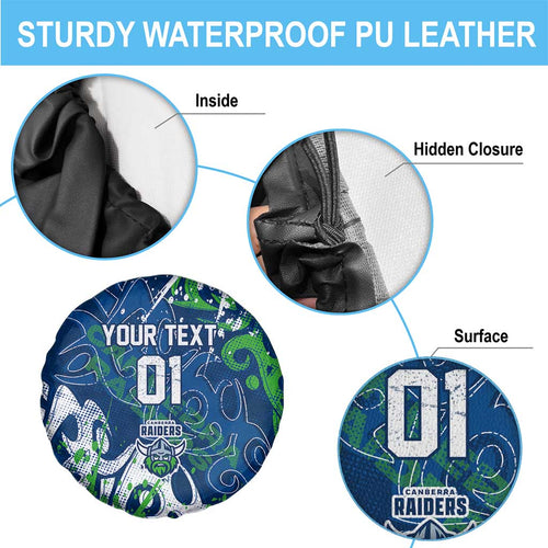 Personalized Canberra Raiders Rugby Spare Tire Cover Urban Street Graffiti Style - Distressed Splatter Elements