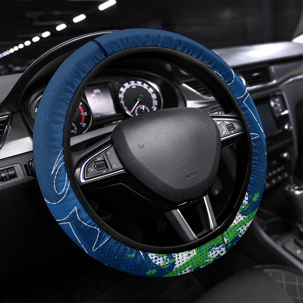 Canberra Raiders Rugby Steering Wheel Cover Urban Street Graffiti Style - Distressed Splatter Elements