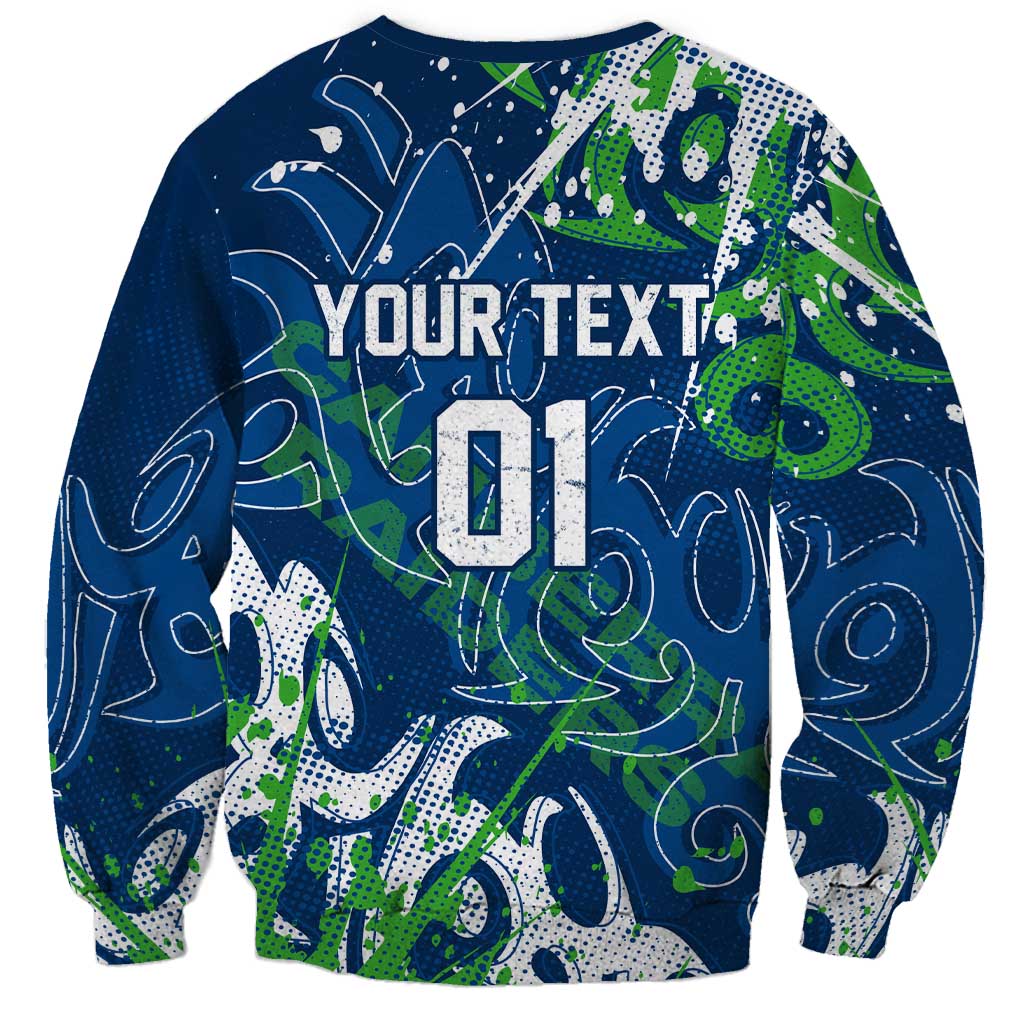 Personalized Canberra Raiders Rugby Sweatshirt Urban Street Graffiti Style - Distressed Splatter Elements