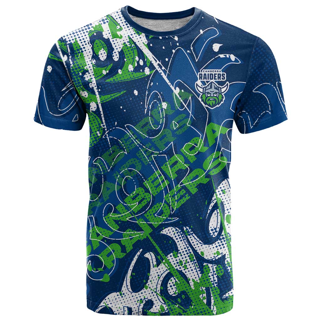 Personalized Canberra Raiders Rugby T Shirt Urban Street Graffiti Style - Distressed Splatter Elements
