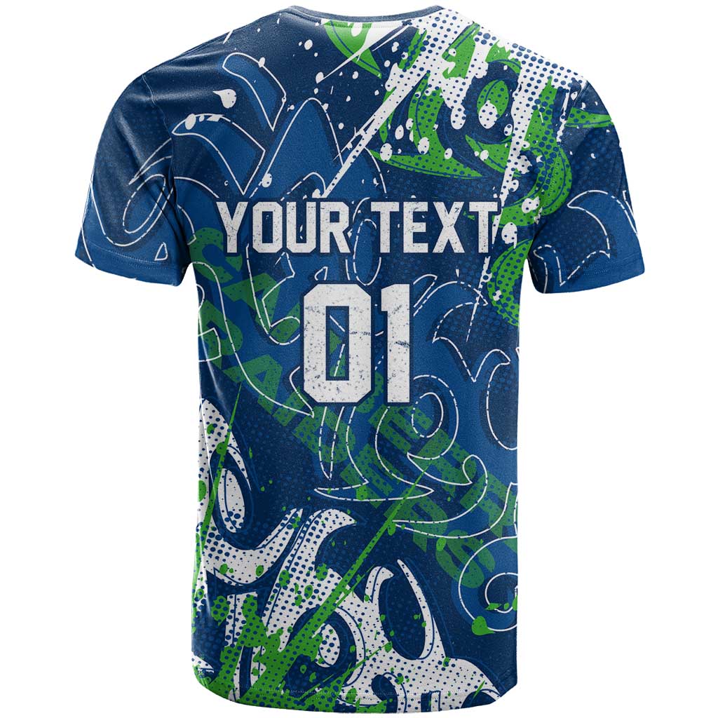 Personalized Canberra Raiders Rugby T Shirt Urban Street Graffiti Style - Distressed Splatter Elements