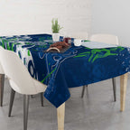 Personalized Canberra Raiders Rugby Tablecloth Urban Street Graffiti Style - Distressed Splatter Elements
