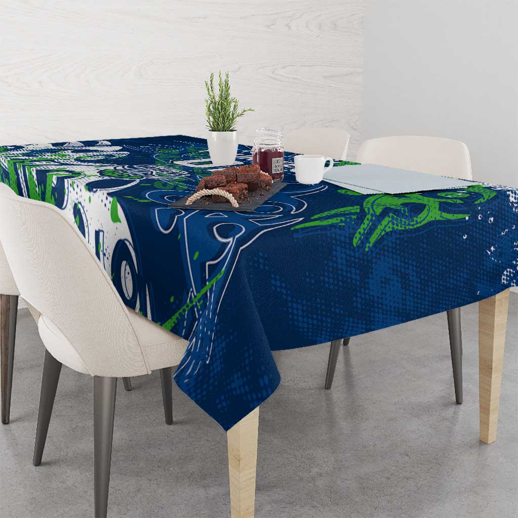 Personalized Canberra Raiders Rugby Tablecloth Urban Street Graffiti Style - Distressed Splatter Elements