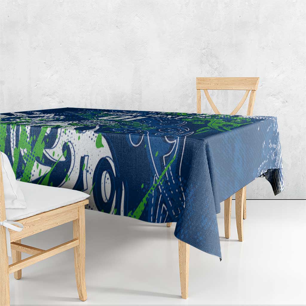 Personalized Canberra Raiders Rugby Tablecloth Urban Street Graffiti Style - Distressed Splatter Elements
