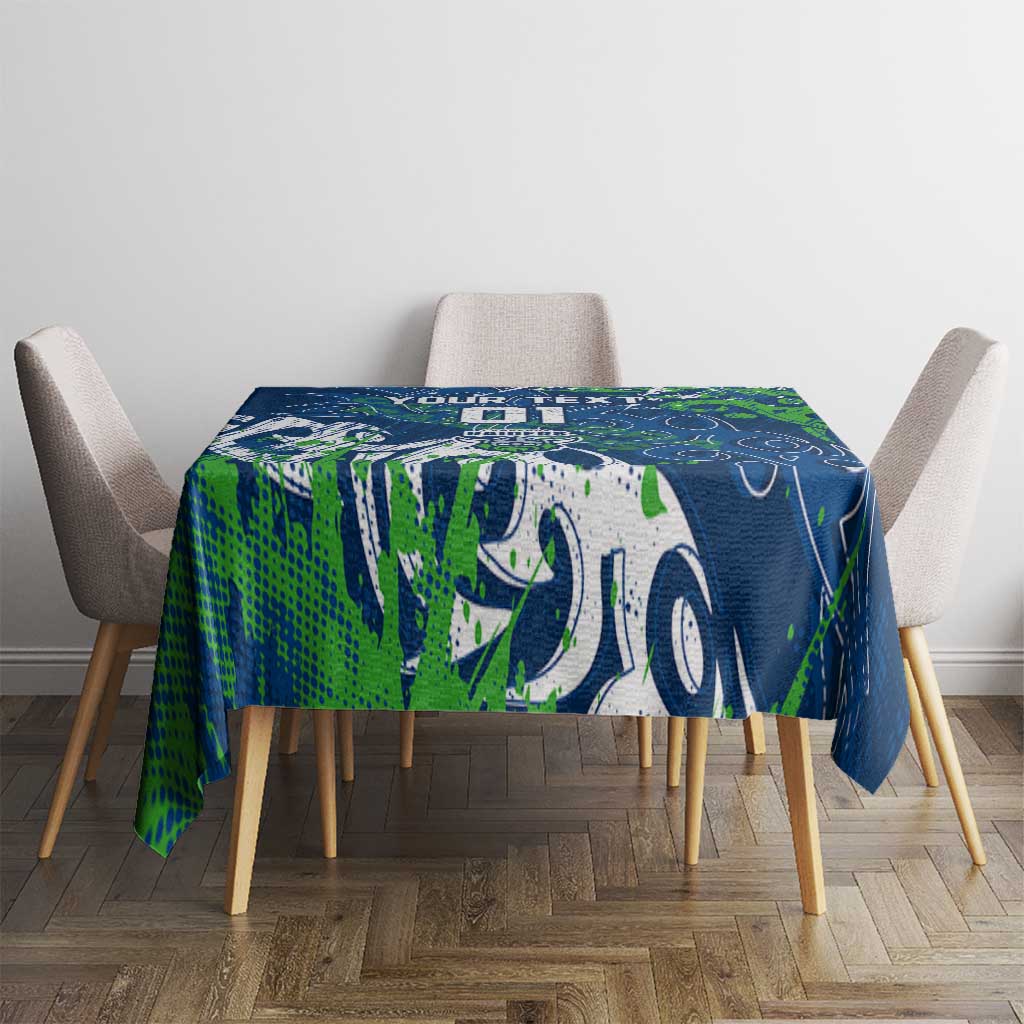 Personalized Canberra Raiders Rugby Tablecloth Urban Street Graffiti Style - Distressed Splatter Elements