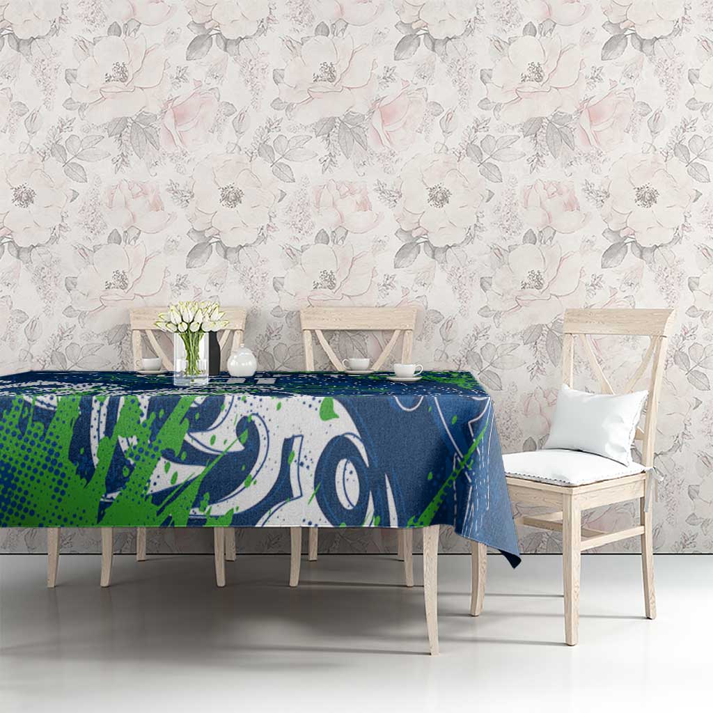 Personalized Canberra Raiders Rugby Tablecloth Urban Street Graffiti Style - Distressed Splatter Elements