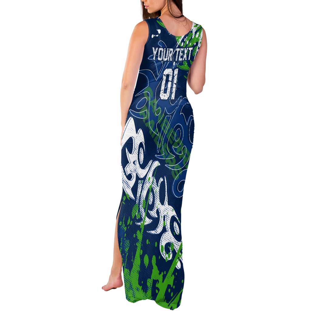Personalized Canberra Raiders Rugby Tank Maxi Dress Urban Street Graffiti Style - Distressed Splatter Elements