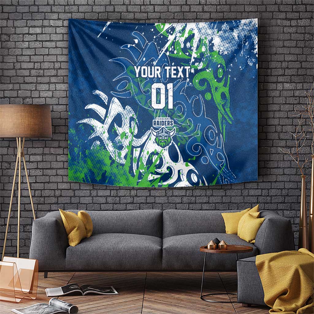Personalized Canberra Raiders Rugby Tapestry Urban Street Graffiti Style - Distressed Splatter Elements