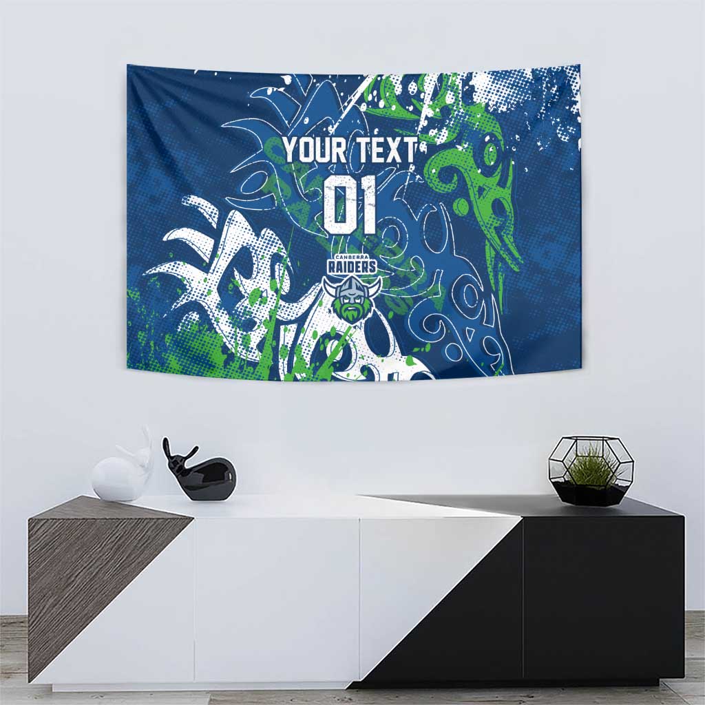 Personalized Canberra Raiders Rugby Tapestry Urban Street Graffiti Style - Distressed Splatter Elements