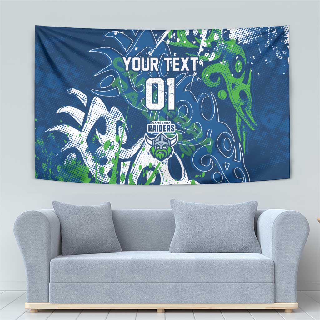 Personalized Canberra Raiders Rugby Tapestry Urban Street Graffiti Style - Distressed Splatter Elements