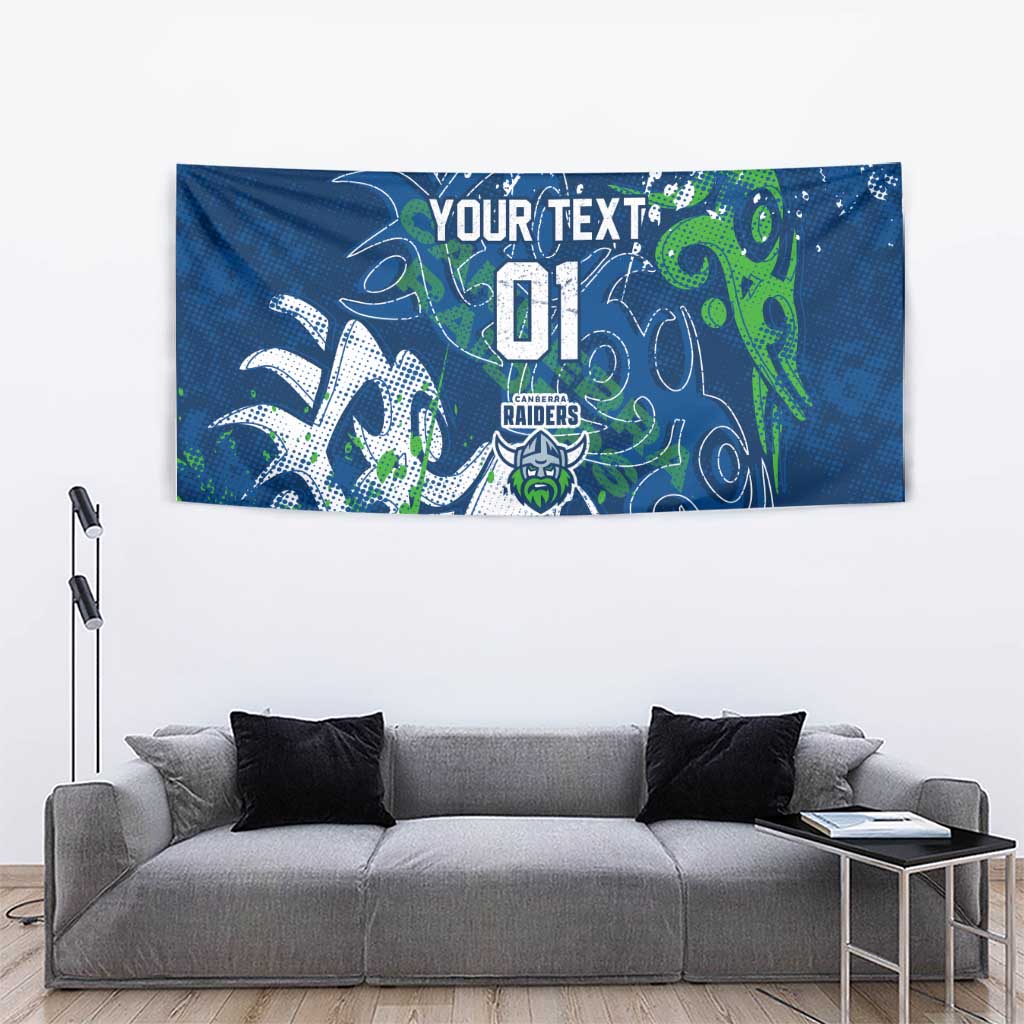 Personalized Canberra Raiders Rugby Tapestry Urban Street Graffiti Style - Distressed Splatter Elements