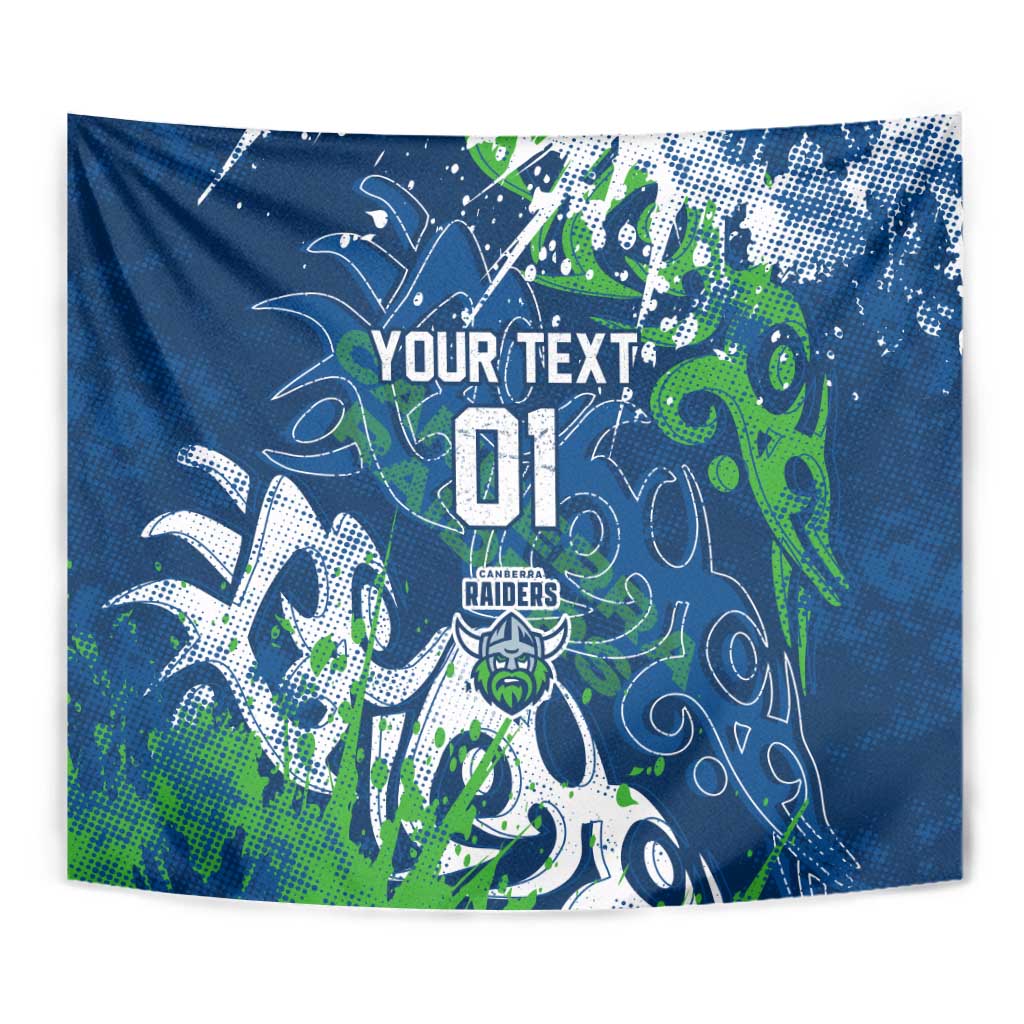 Personalized Canberra Raiders Rugby Tapestry Urban Street Graffiti Style - Distressed Splatter Elements