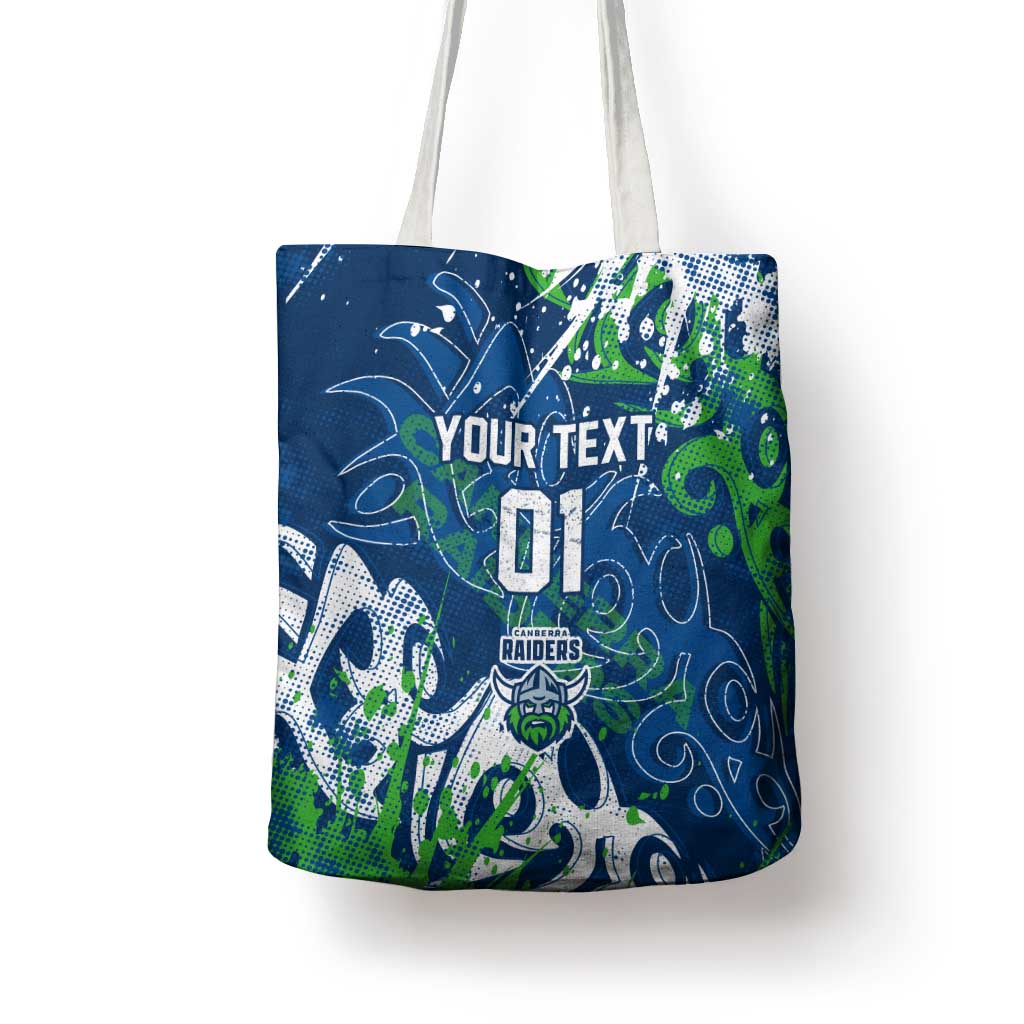 Personalized Canberra Raiders Rugby Tote Bag Urban Street Graffiti Style - Distressed Splatter Elements
