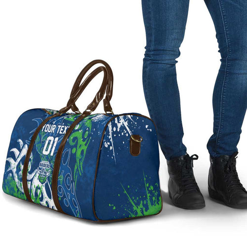 Personalized Canberra Raiders Rugby Travel Bag Urban Street Graffiti Style - Distressed Splatter Elements