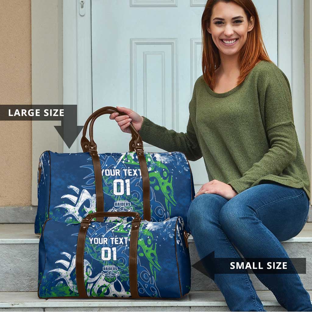 Personalized Canberra Raiders Rugby Travel Bag Urban Street Graffiti Style - Distressed Splatter Elements