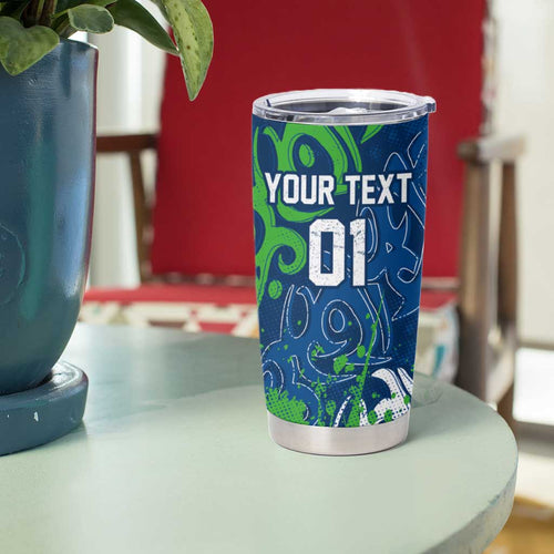 Personalized Canberra Raiders Rugby Tumbler Cup Urban Street Graffiti Style - Distressed Splatter Elements