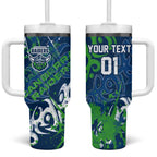 Personalized Canberra Raiders Rugby Tumbler With Handle Urban Street Graffiti Style - Distressed Splatter Elements