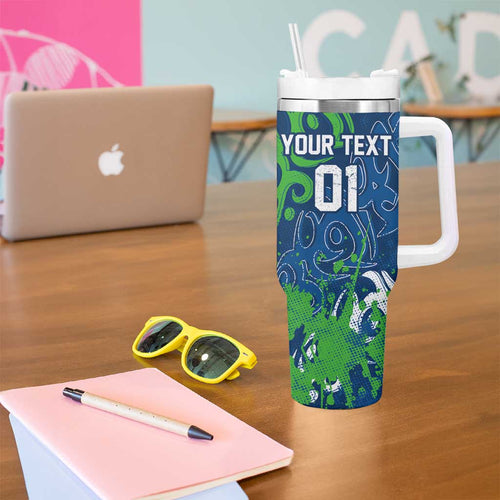 Personalized Canberra Raiders Rugby Tumbler With Handle Urban Street Graffiti Style - Distressed Splatter Elements