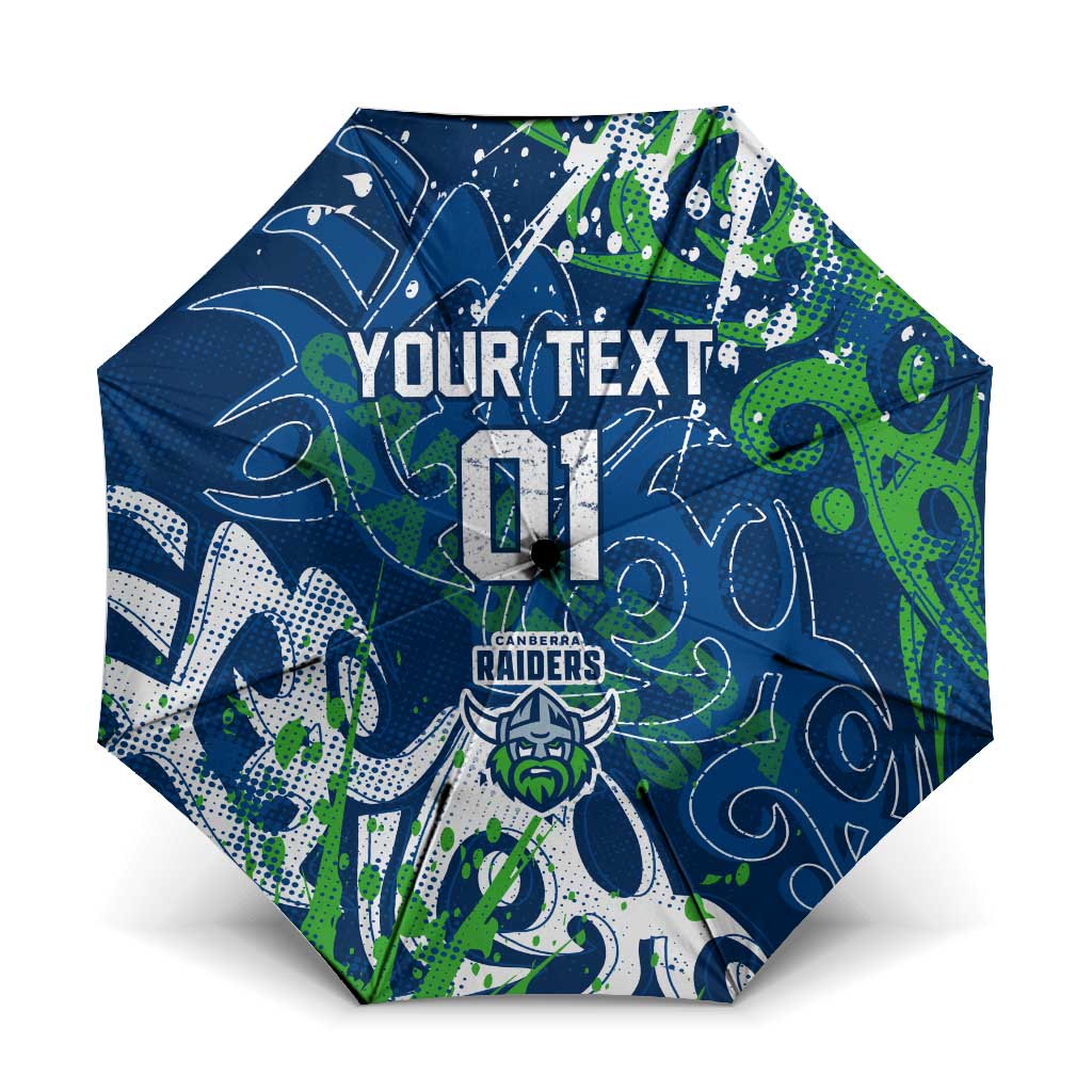 Personalized Canberra Raiders Rugby Umbrella Urban Street Graffiti Style - Distressed Splatter Elements