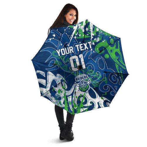 Personalized Canberra Raiders Rugby Umbrella Urban Street Graffiti Style - Distressed Splatter Elements